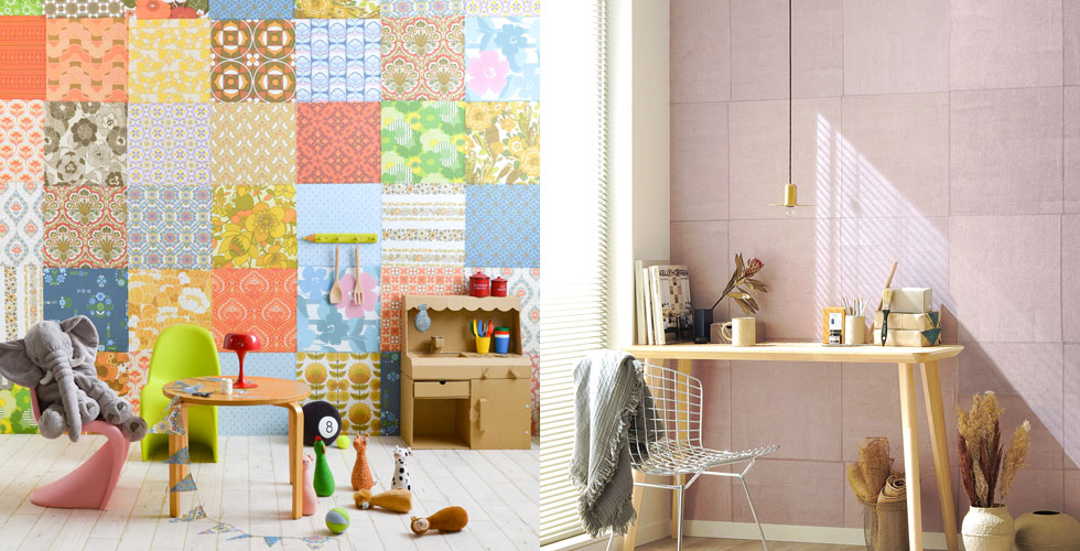 Peelable patchwork wallpaper 