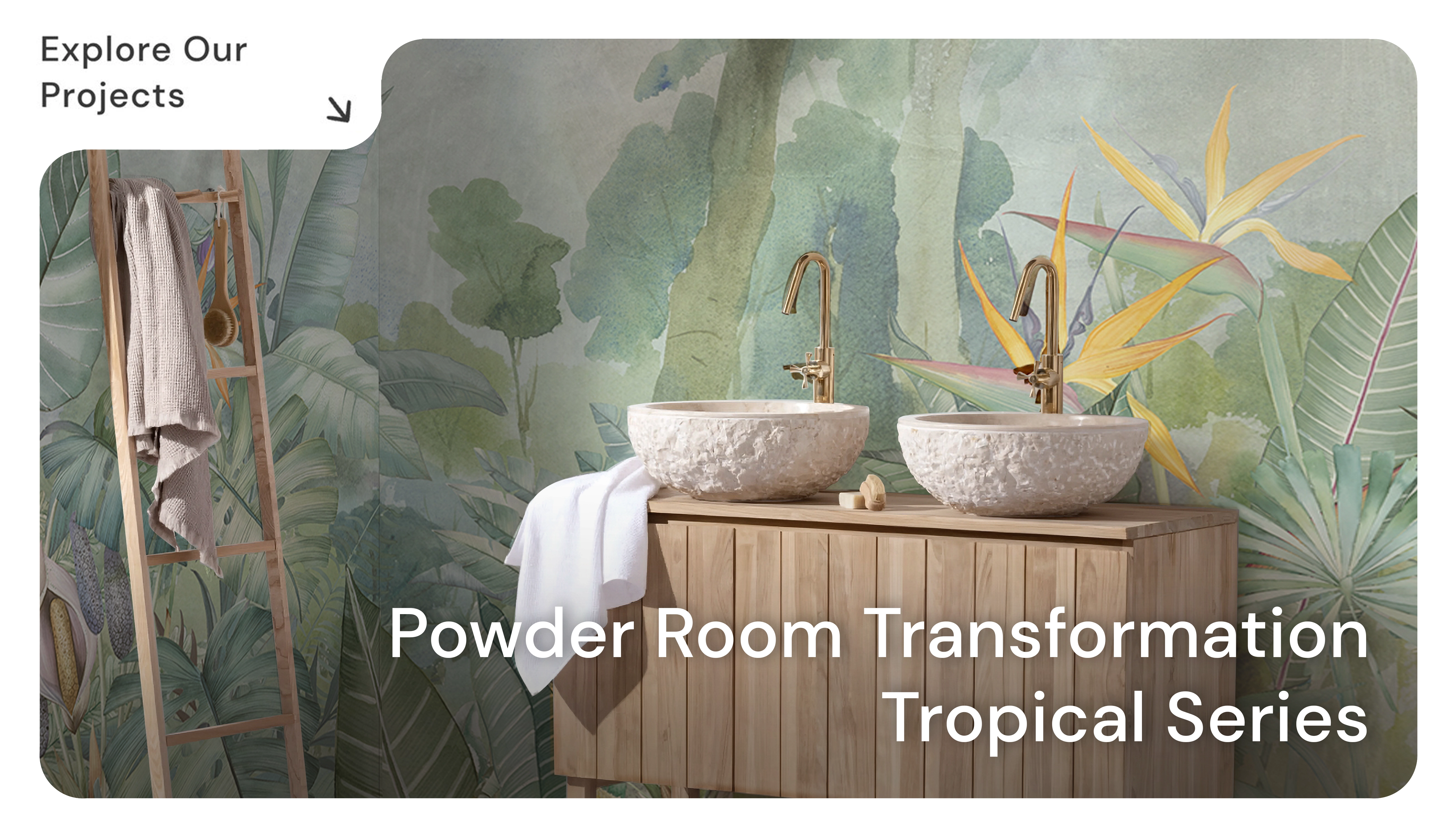 Modern Tropical Powder Room with Honpo