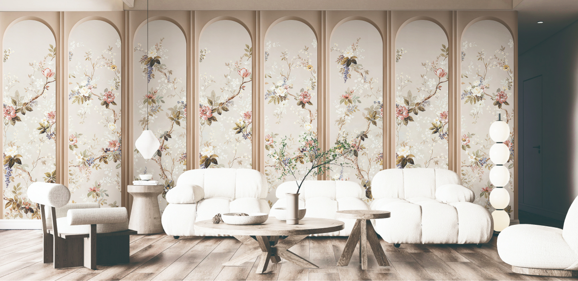 Brown chinoiserie geometric