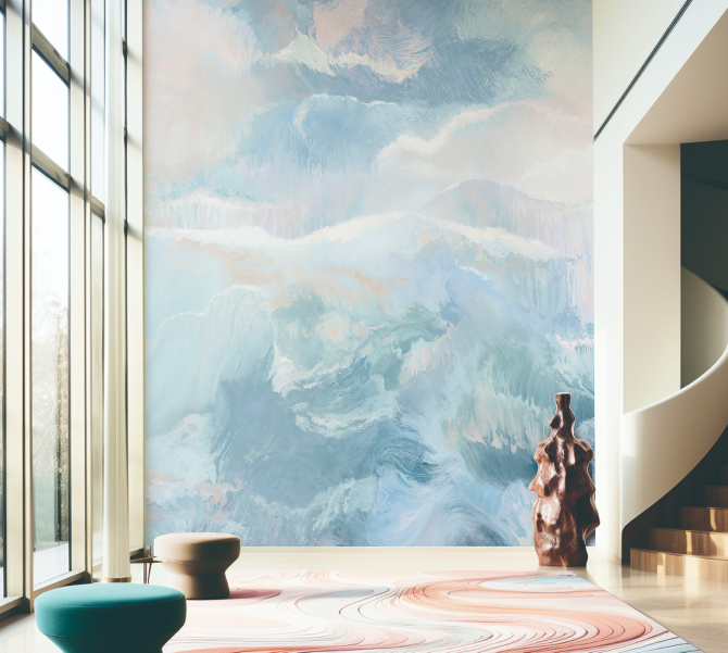 Big abstract blue mural