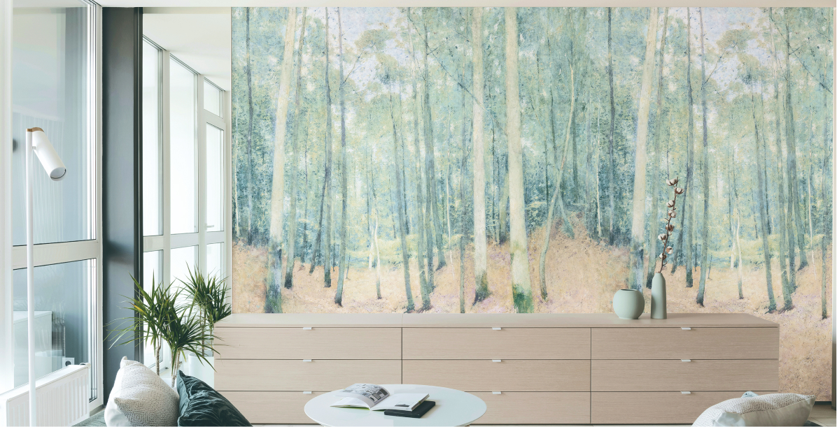 Forest green wallpaper mural