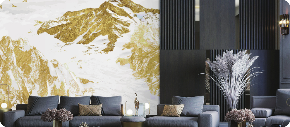 Mountain Wallpaper with gold color and white