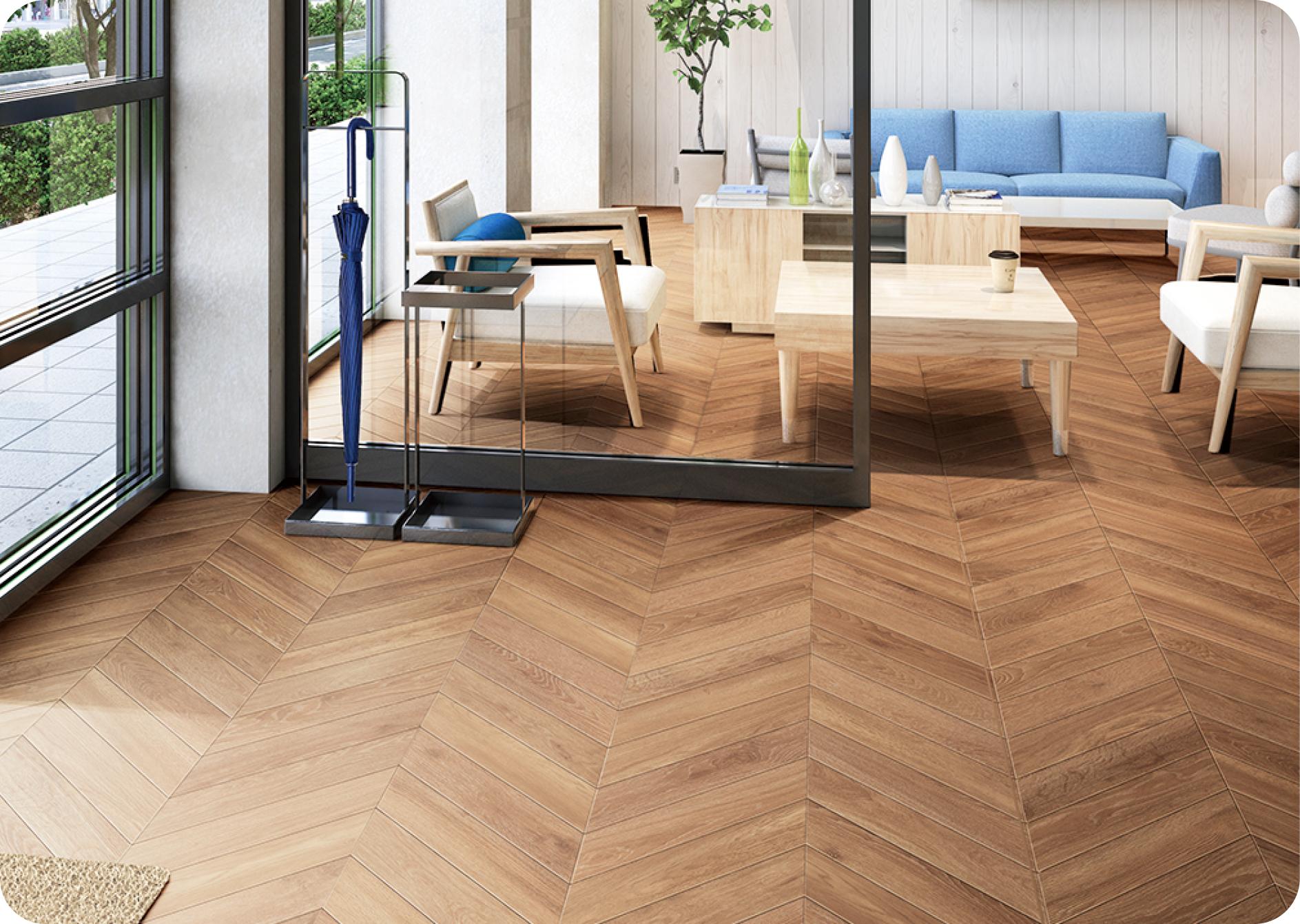 Hospitality area with floor