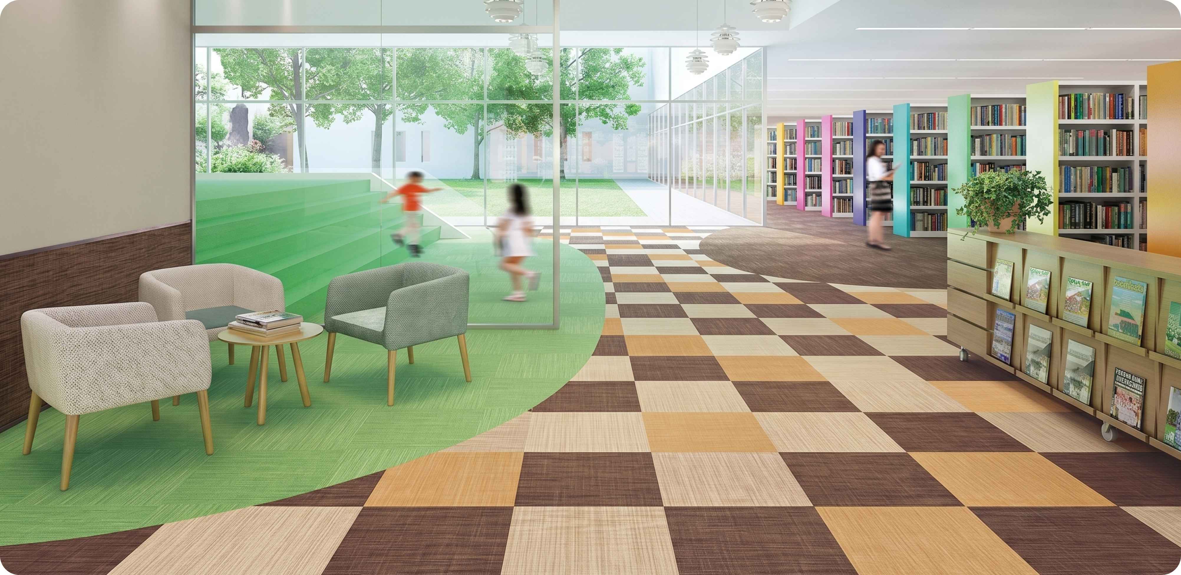 Kids play with safety floor rug