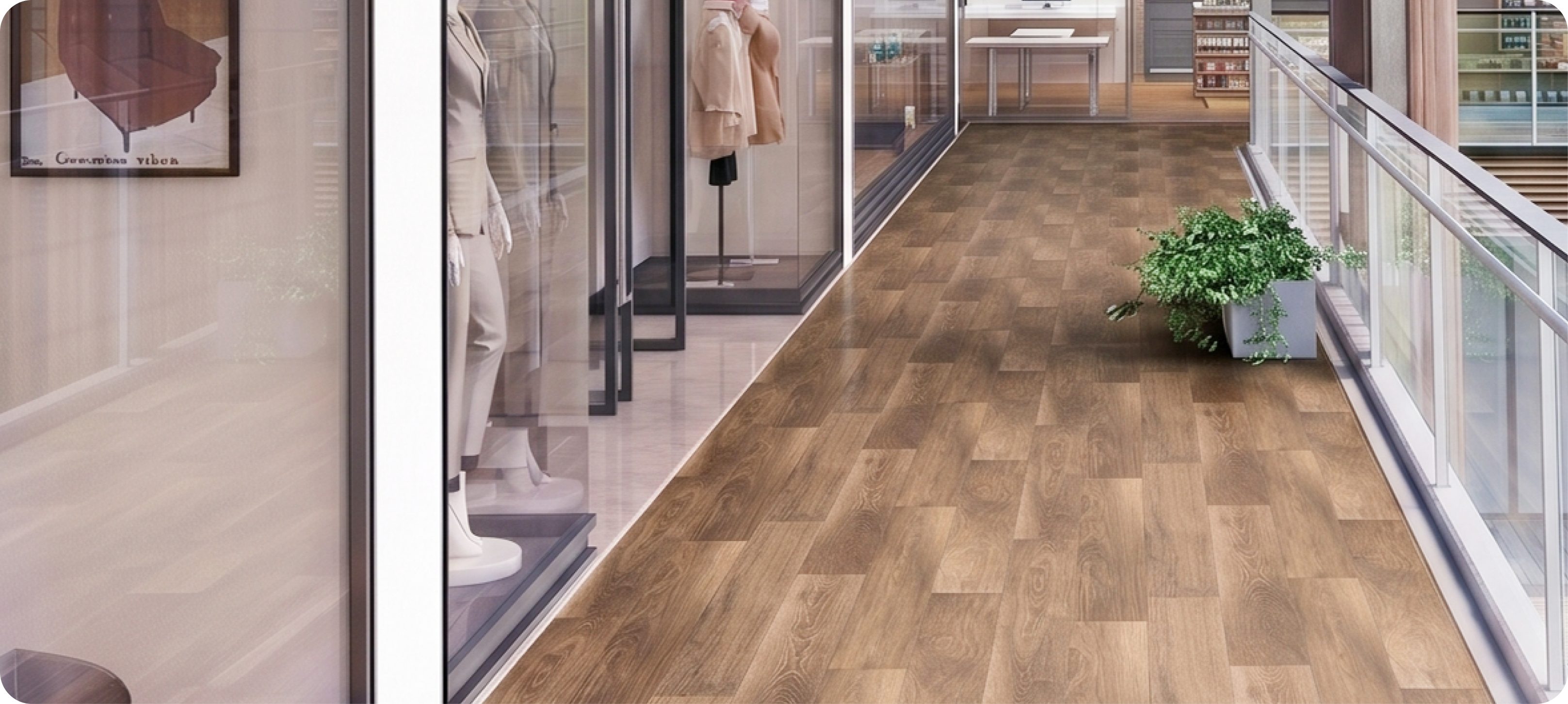 Retail store area with floor
