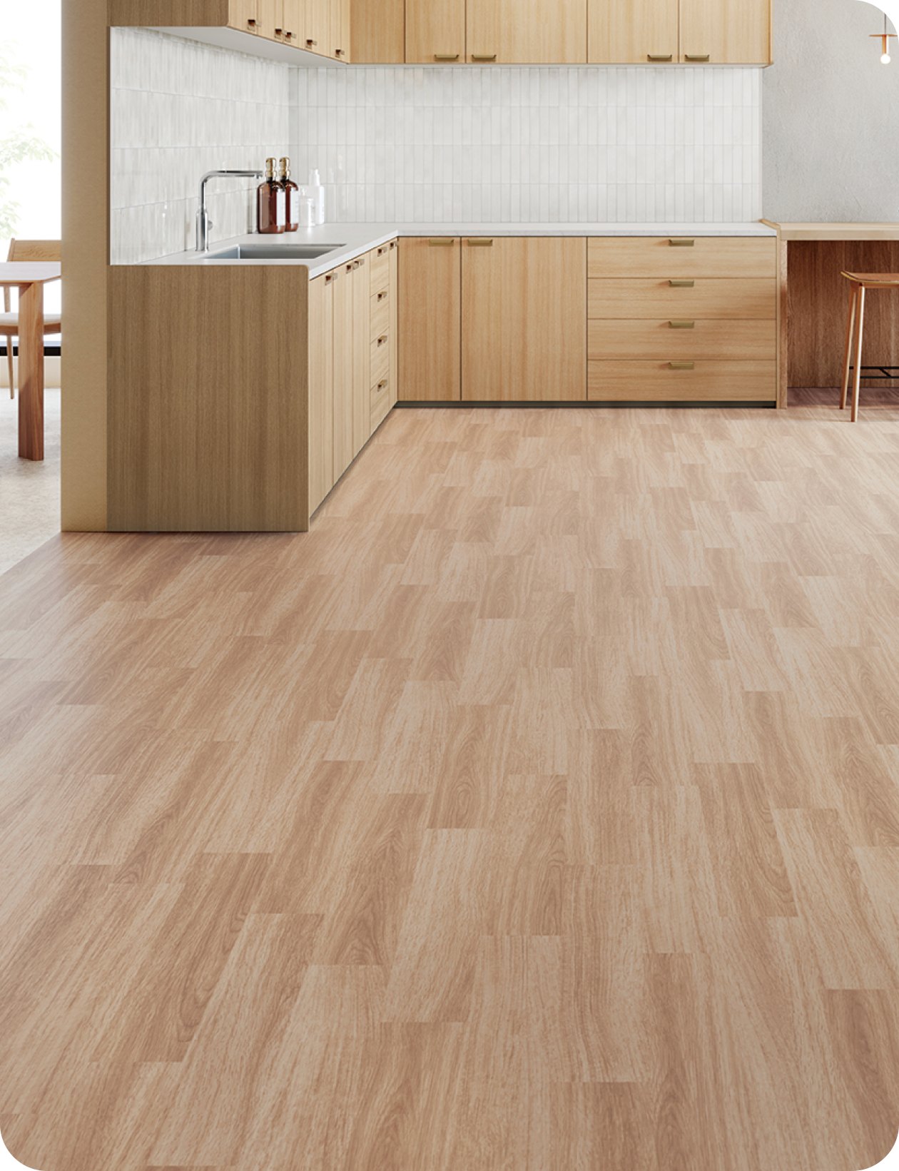 Wood floor vinyl style for kitchen area