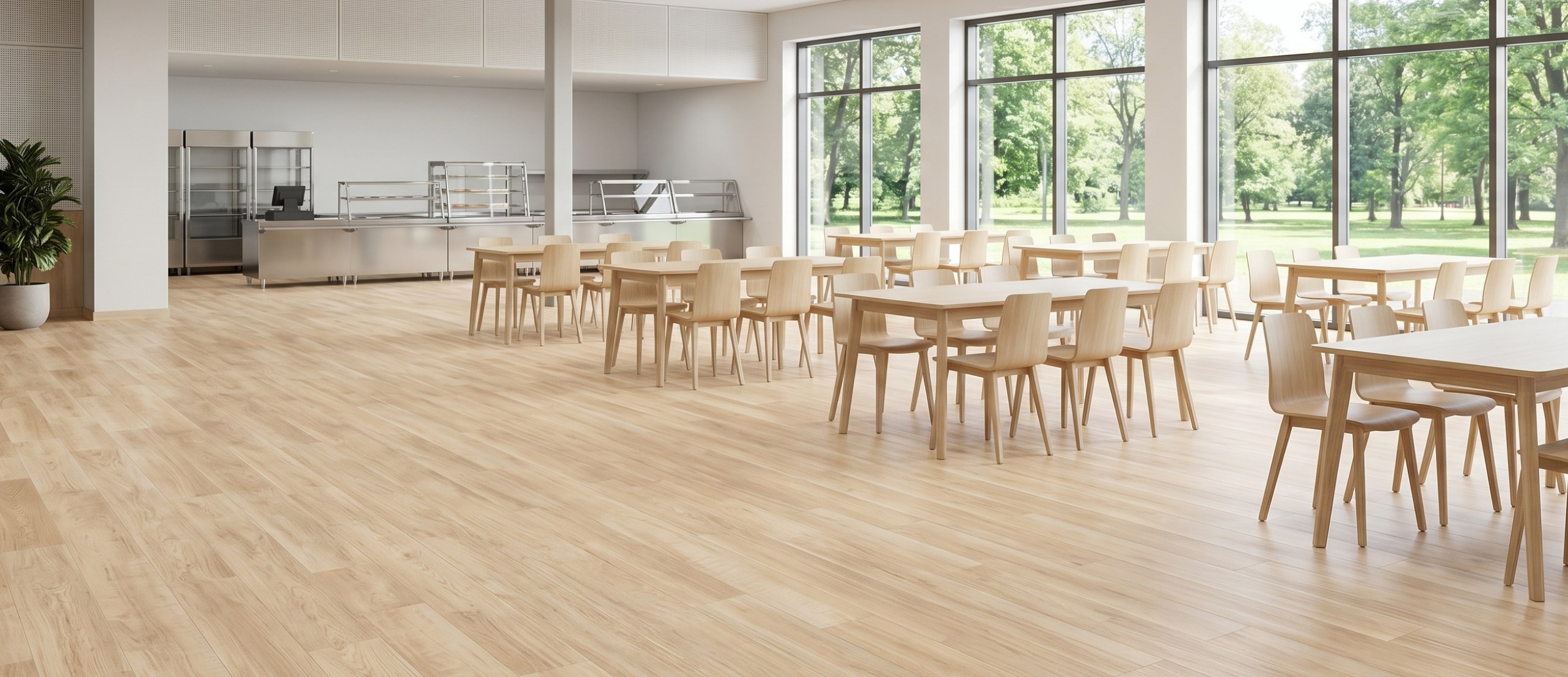 Cafetaria area using floor