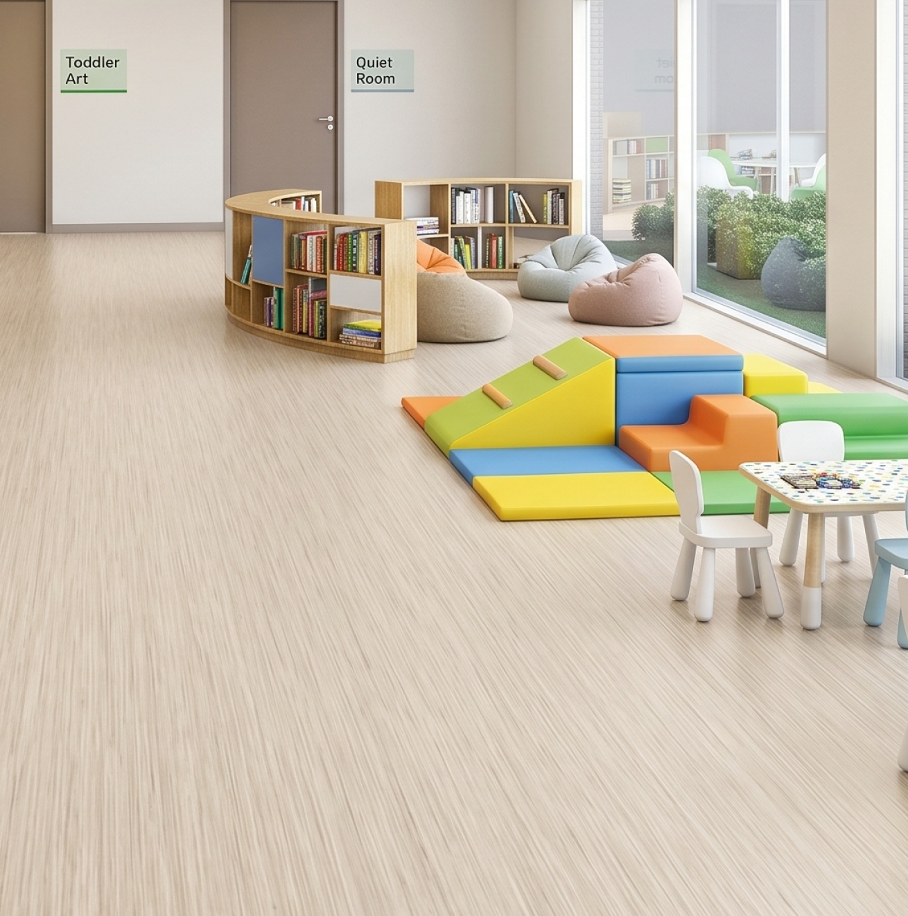 Beige floor at daycare area